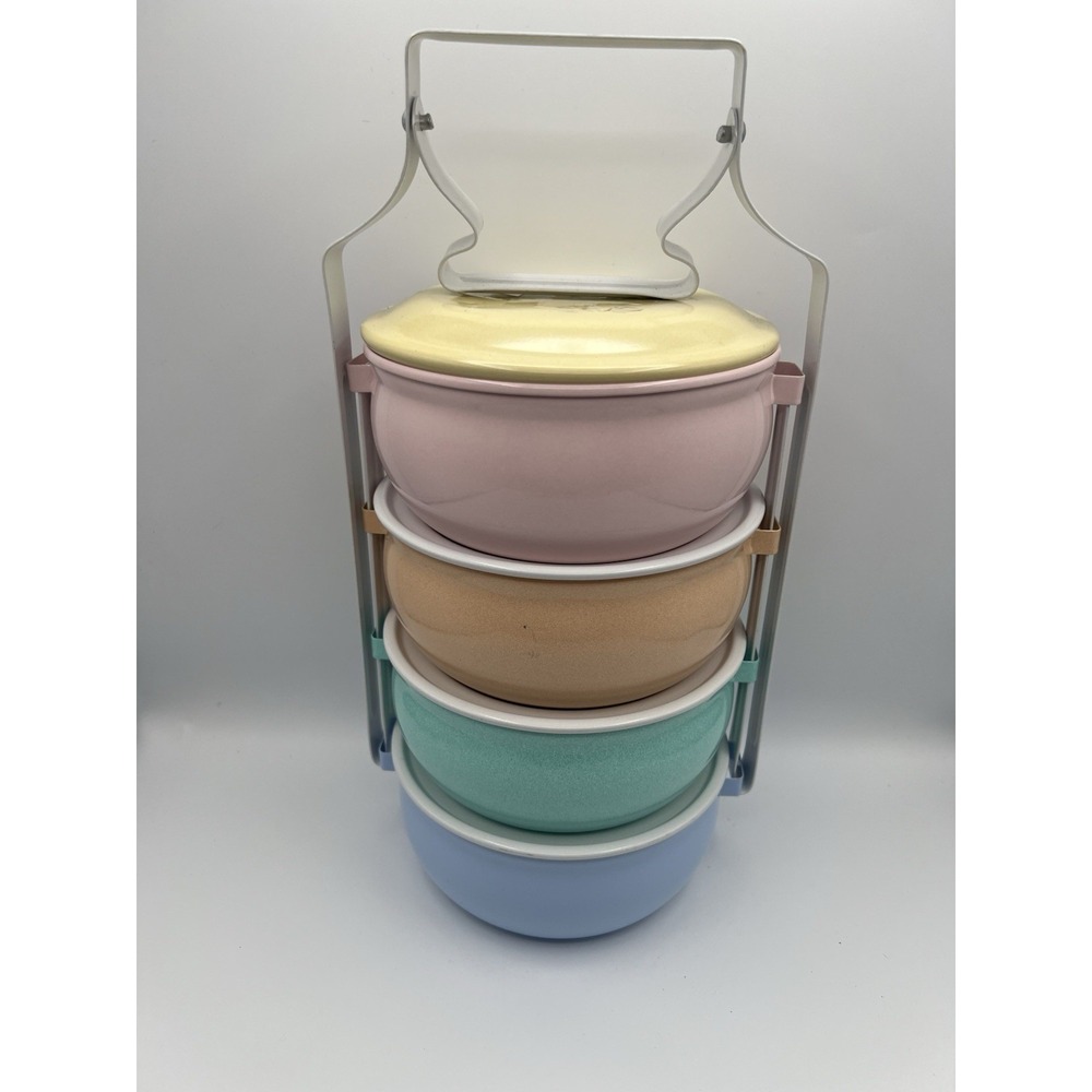 Pinto Lunch Box Thai Food Carrier Container Bento Enamelware Traditional Vintage